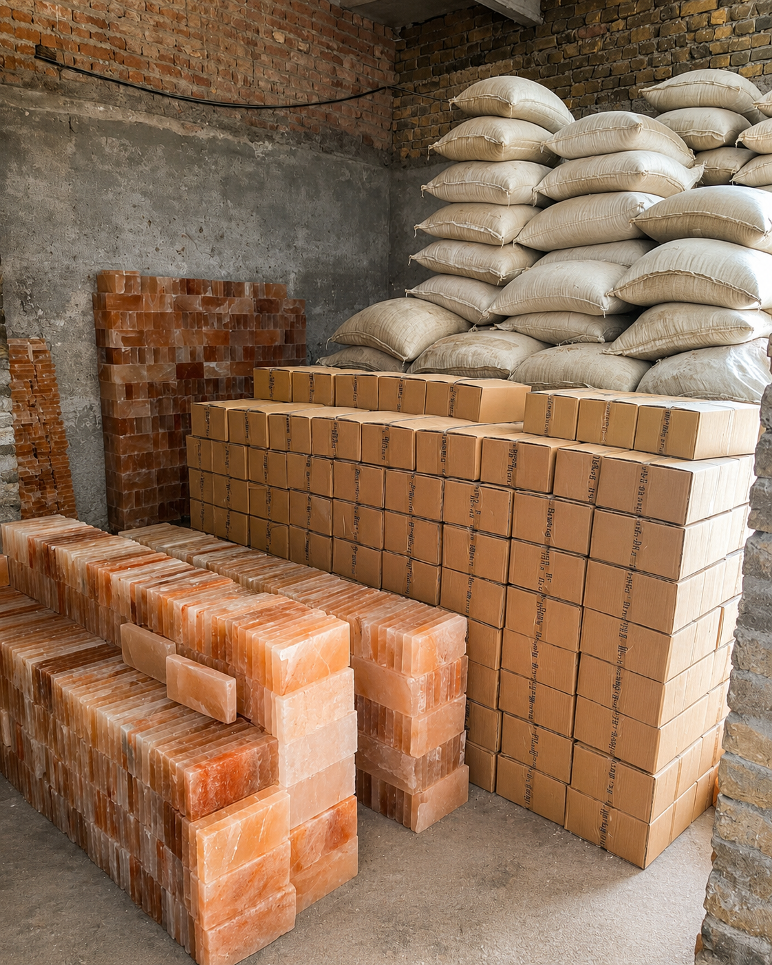Protective cartons for Himalayan pink salt export products